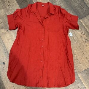 Old Navy NWT Size XXL Dee Orange Button-Up Shirt Dress